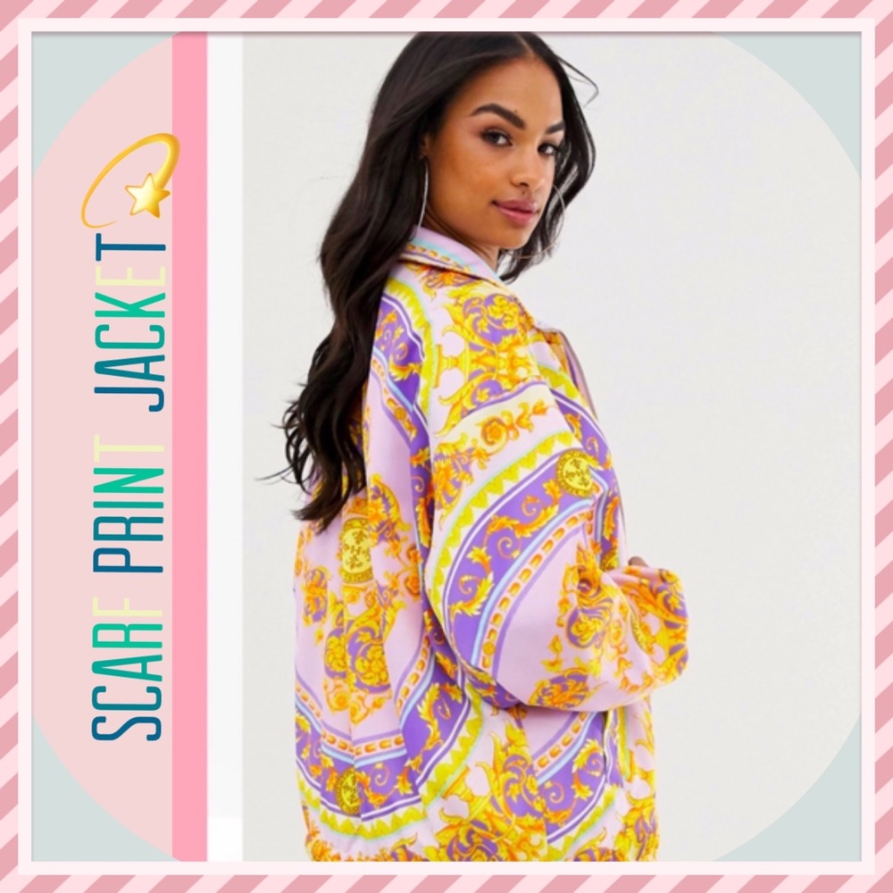 🌸Designer Scarf Printed Bomber Jacket🌸